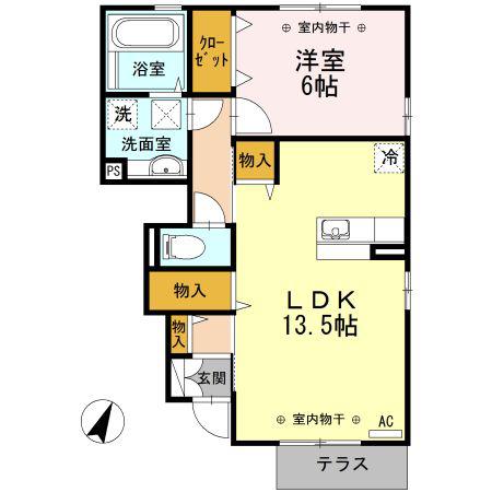 グランツ B(1LDK/1階)の間取り写真
