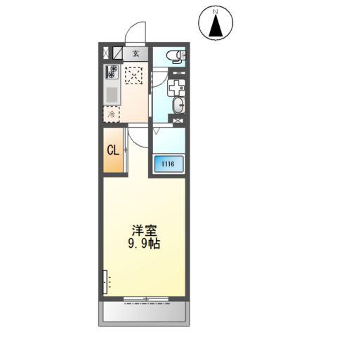 FOREST HILL(1K/1階)の間取り写真