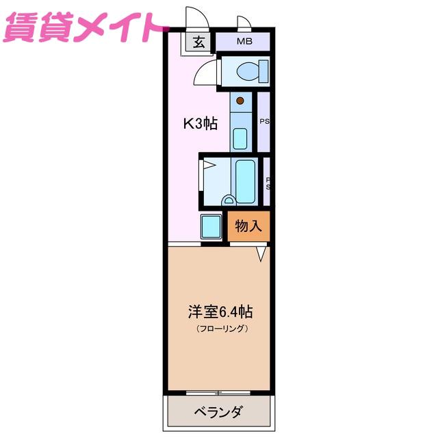 HEARTY西日野V(1K/4階)の間取り写真