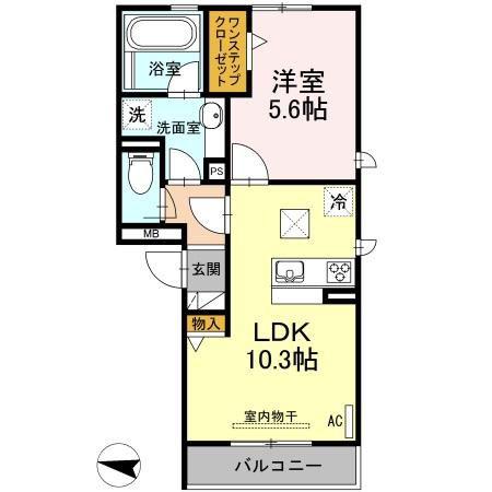 ニュイサンジョルジュ (1LDK/1階)の間取り写真
