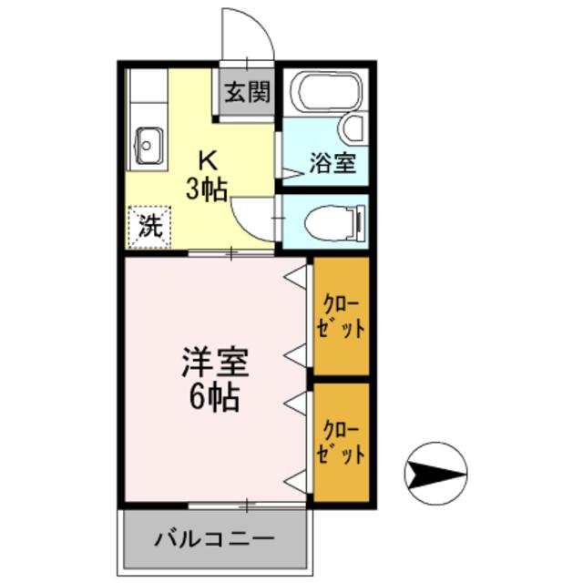 メゾン南万々(1K/1階)の間取り写真