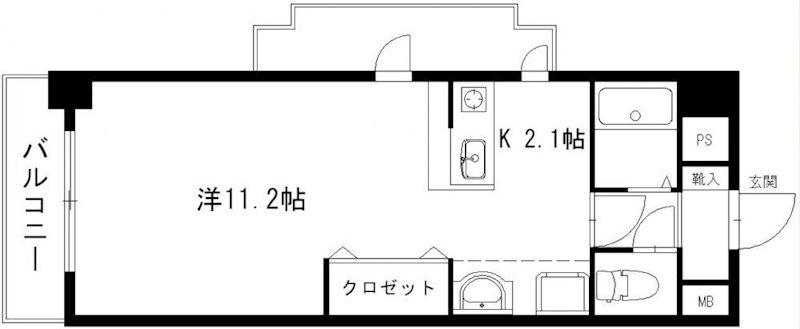 ビリーヴヒルズ(1K/4階)の間取り写真