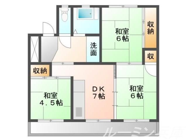 ビレッジハウス三原G(3DK/2階)の間取り写真