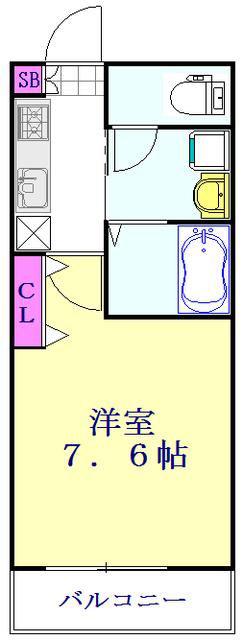 エスポワール響(1K/1階)の間取り写真