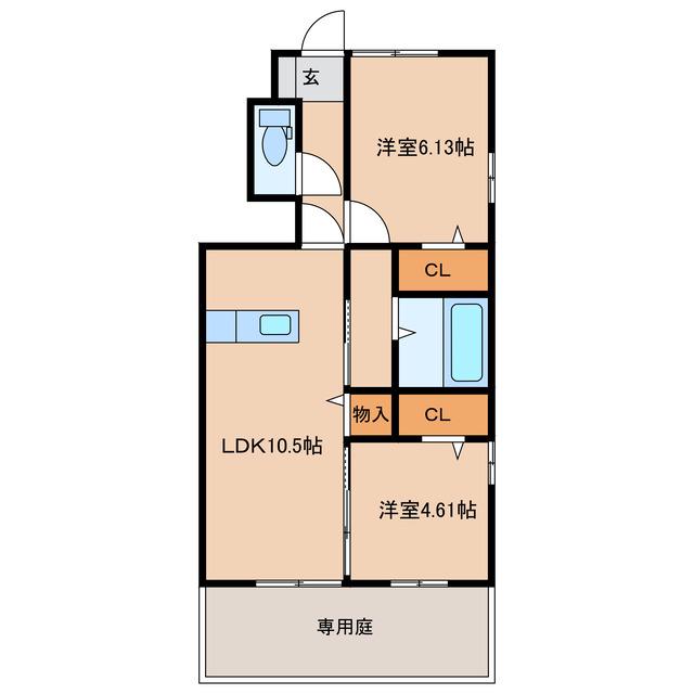 セジュールエクラ(2LDK/1階)の間取り写真