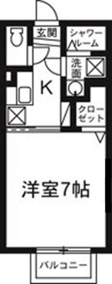 APAMO荒牧北棟(1K/1階)の間取り写真