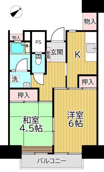 東白鬚第2マンション10号棟(2K/9階)の間取り写真