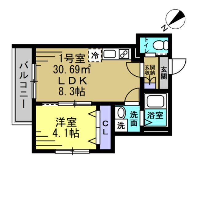 LUNIGHT都賀(1LDK/3階)の間取り写真