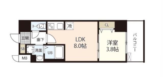 S-RESIDENCE表町(1LDK/15階)の間取り写真