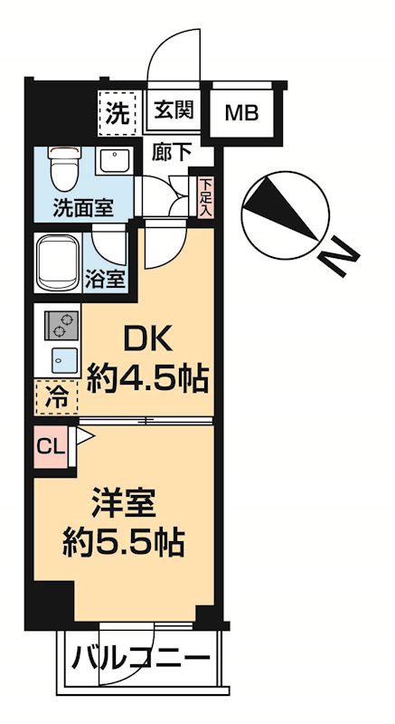 LAVENIR町田(1DK/4階)の間取り写真