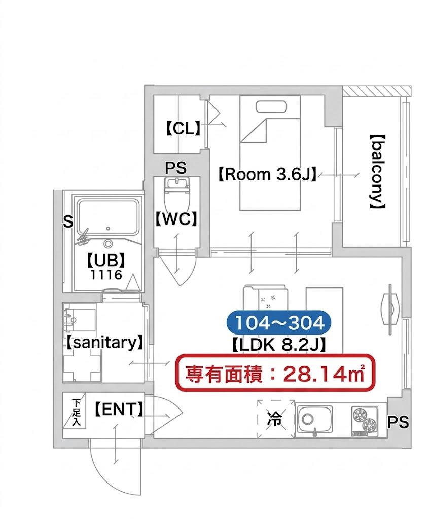 F ASECIA ALCON(1LDK/2階)の間取り写真