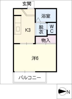 木村ハウス(1K/1階)の間取り写真