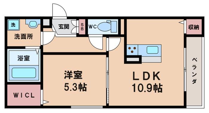 -ROOM今川 B棟(1LDK/3階)の間取り写真