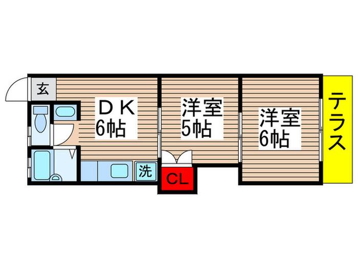 ユーカリハイツ(2DK/1階)の間取り写真