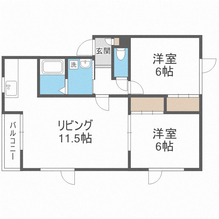 アイリス(2LDK/2階)の間取り写真