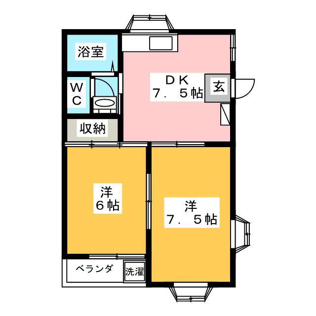 サンシティハイツII(2DK/1階)の間取り写真