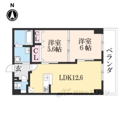 GENSAKIZOVILLA烏丸四条(2LDK/9階)の間取り写真
