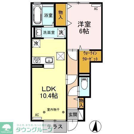 ジュネス江木(1LDK/1階)の間取り写真
