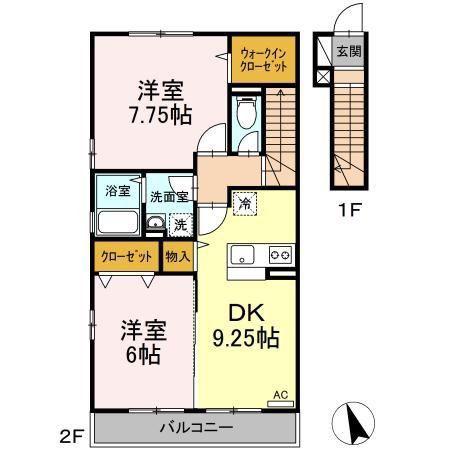 レグルス(2DK/2階)の間取り写真