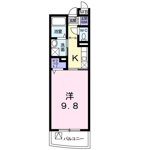 シーガル I(1K/2階)の間取り写真