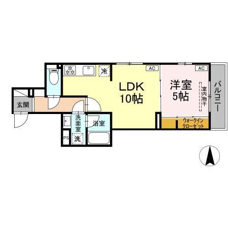 D-ABANICO(1LDK/2階)の間取り写真