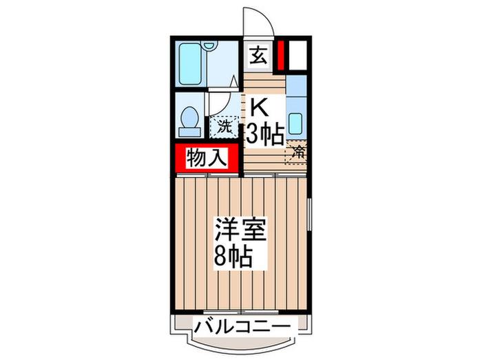 ハミング塚越(1K/1階)の間取り写真