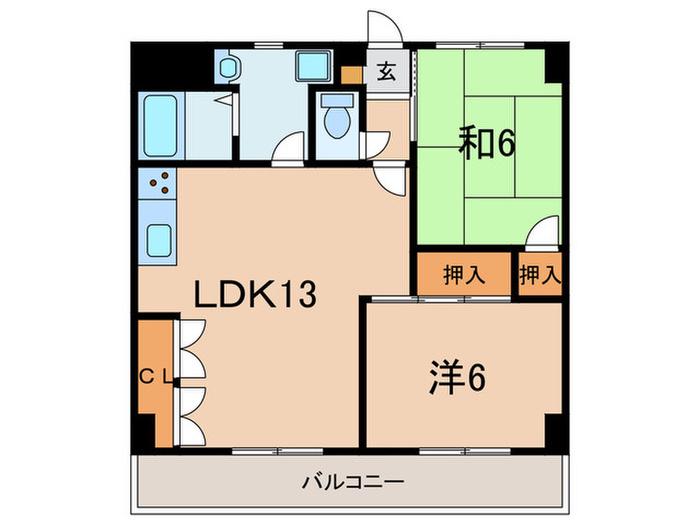メゾンファミール(2LDK/2階)の間取り写真