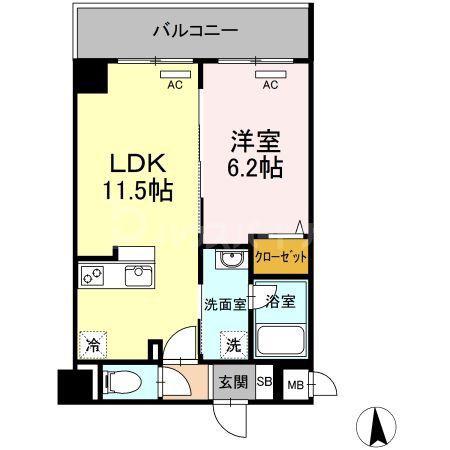 都営三田線 西台駅 徒歩9分 7階建 築6年(1LDK/3階)の間取り写真
