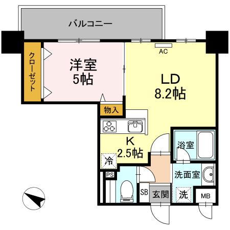 ハイムローゼVII(1LDK/4階)の間取り写真