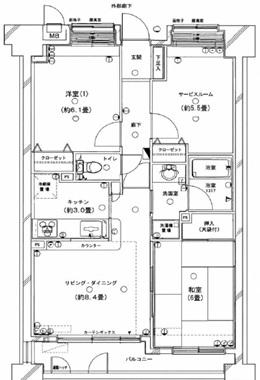 リーラ勝鬨ニューハウン(3LDK/2階)の間取り写真