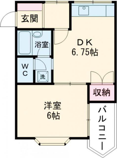 ロワールマンション(1DK/2階)の間取り写真