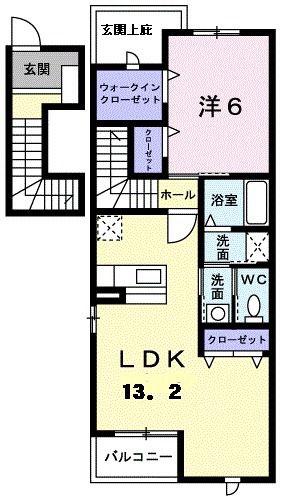 ネオサニーフォレスト(1LDK/2階)の間取り写真