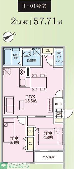 カームグレイスI(2LDK/1階)の間取り写真