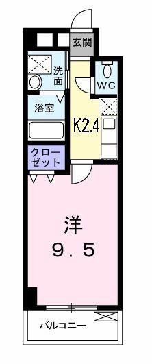 ノーブル・コーケ・横浜(1K/2階)の間取り写真