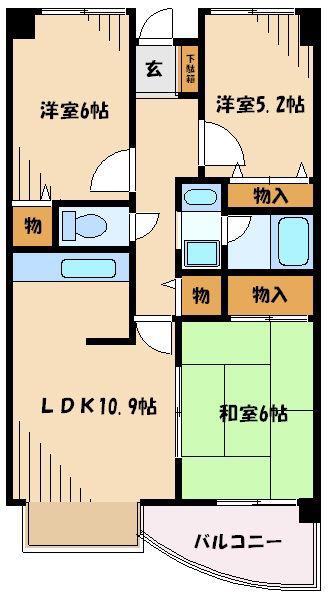 グレース代官2(3LDK/3階)の間取り写真
