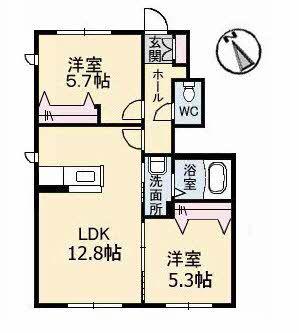 サン・シャイン東川口 A棟(2LDK/1階)の間取り写真