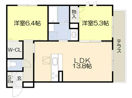 VINCULUM AK(2LDK/1階)の間取り写真