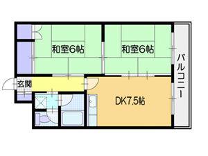 富岡レジデンス(2DK/2階)の間取り写真