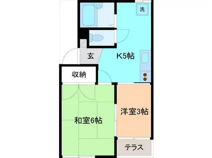 グリーンハイツI(2K/1階)の間取り写真