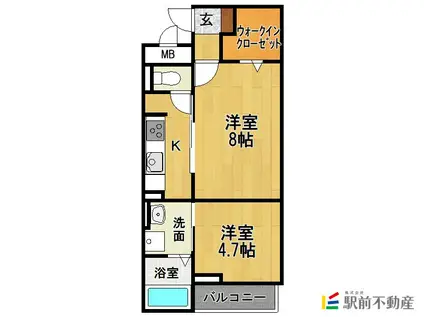 クレメントウエストクルメ(1LDK/1階)の間取り写真
