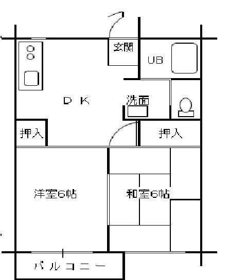 フレグランス菅沼(2DK/1階)の間取り写真
