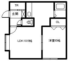 ジュリC棟(1LDK/1階)の間取り写真
