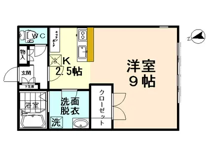 セレーノ奥田(ワンルーム/2階)の間取り写真