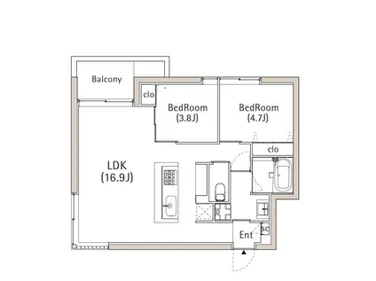 G-LUXMAKUHARIHONGO(2LDK/2階)の間取り写真