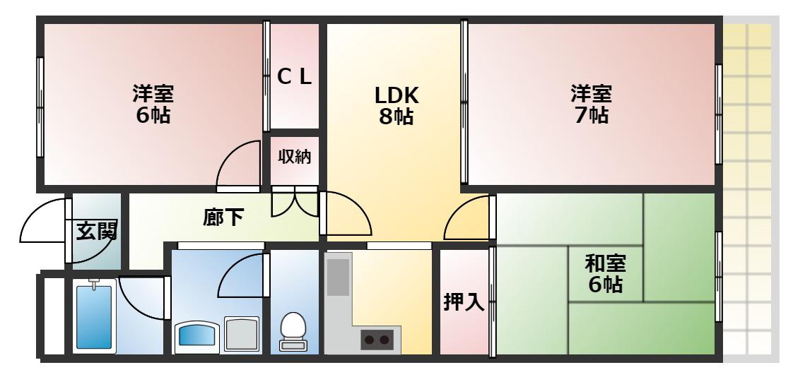 パナグレープ(3LDK/3階)の間取り写真