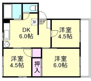 メゾン鷲羽(3DK/2階)の間取り写真