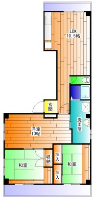神宿イシカワハイツ(3LDK/2階)の間取り写真