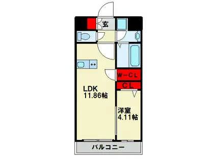 LEGENDTSUTSUI(1LDK/13階)の間取り写真
