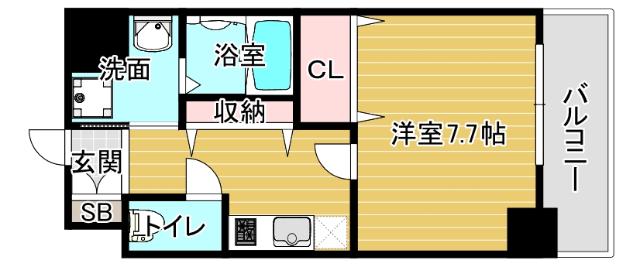 エスリード弁天町南(1K/4階)の間取り写真