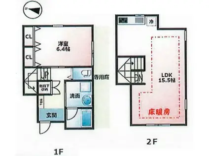 トリコ大塚ビー棟(1LDK/1階)の間取り写真